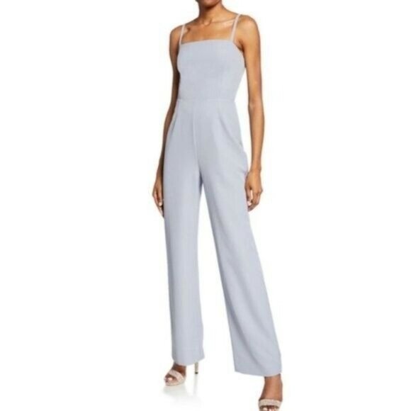 Backless Jumpsuit - WAYF The Charlize Backless Jumpsuit - Dusty Blue, Size S - Picture 2 of 11